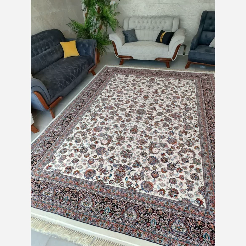 فرش کرم ماشینی6متری  700شانه تراکم 2100 نخ ورژن