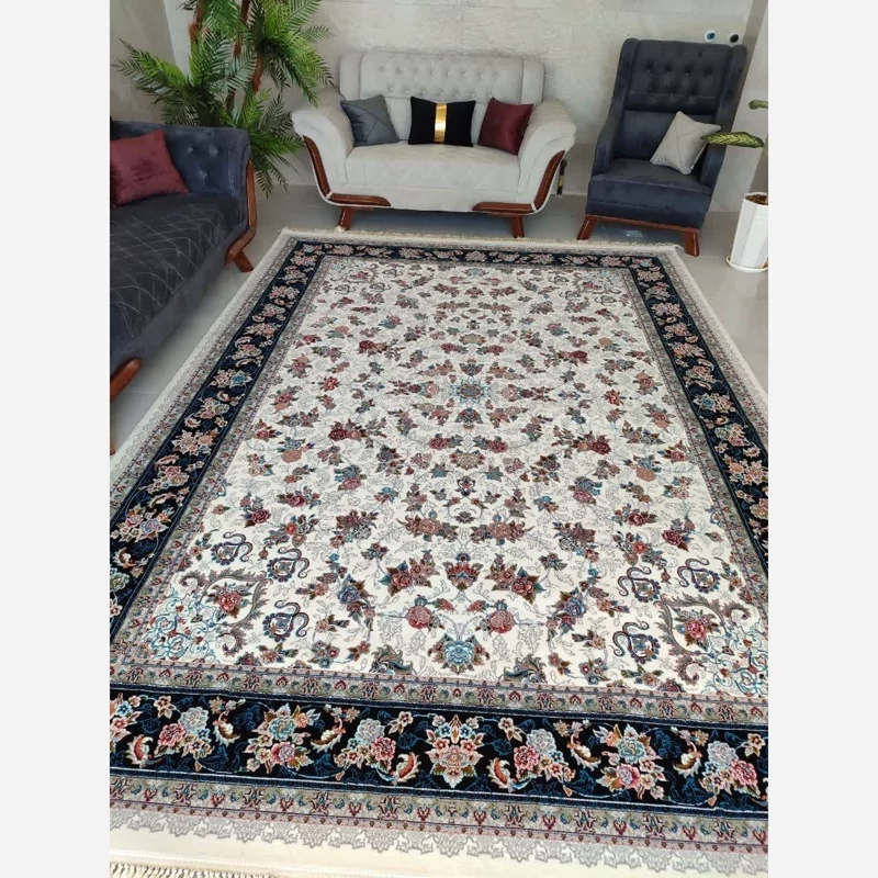 فرش گیلدا 9متری کرم 700شانه تراکم 2100 نخ ورژن خامه بافان کرم