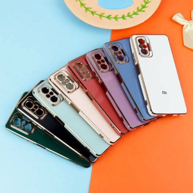 قاب گوشی ژله ای مای کیس گلد لاین دور طلایی براق محافظ لنز دار برای گوشی Redmi Note 10 Pro 4g-Note 10 Pro Max
