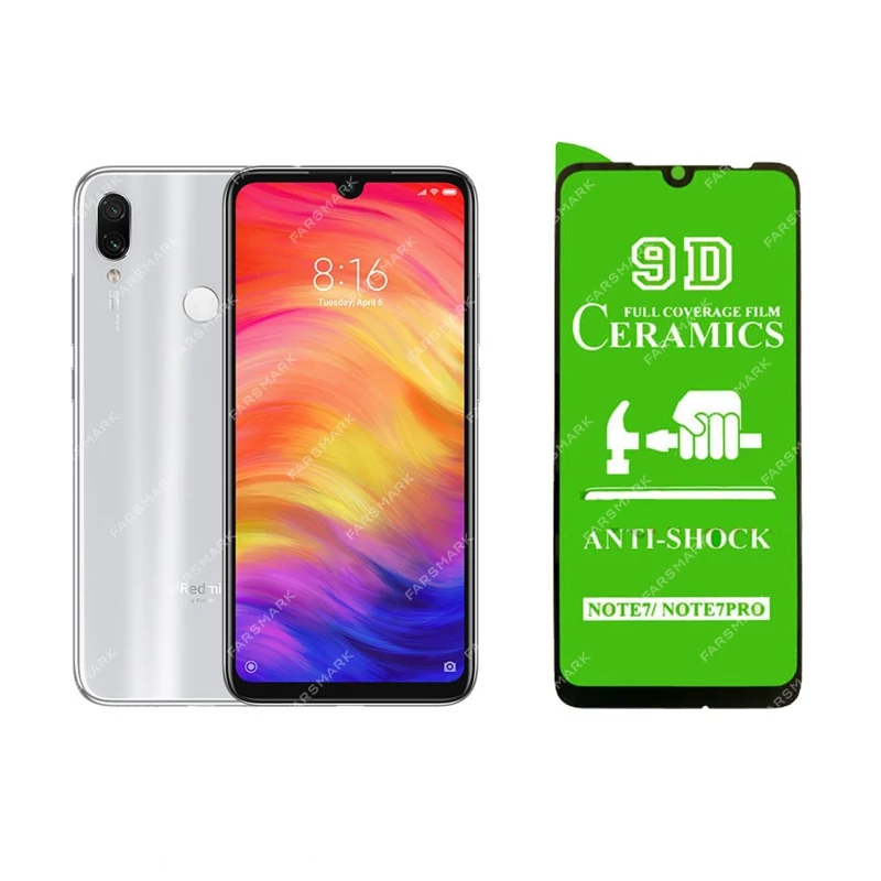 محافظ صفحه نمایش سرامیکی شفاف،مقاوم در برابر ضربه،مناسب برای گوشی موبایل Xiaomi Redmi Note 7/Note 7s/Note 7 Pro