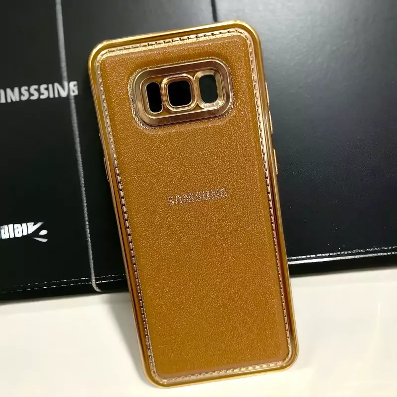 گارد چرمی دورطلایی سامسونگ s8 plus