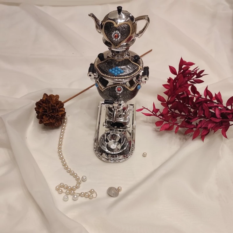 سرویس سماور و قوری دکوری نقره ای