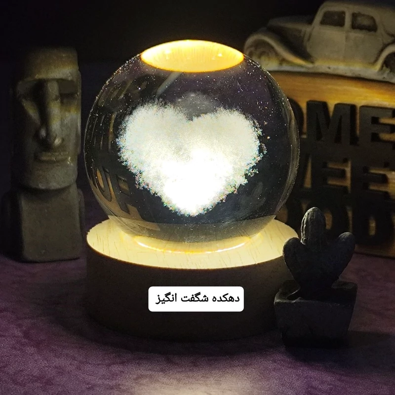 گوی کریستالی طرح قلب قطر 6
