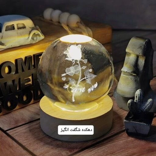 گوی کریستالی گل رز و لاو قطر 6