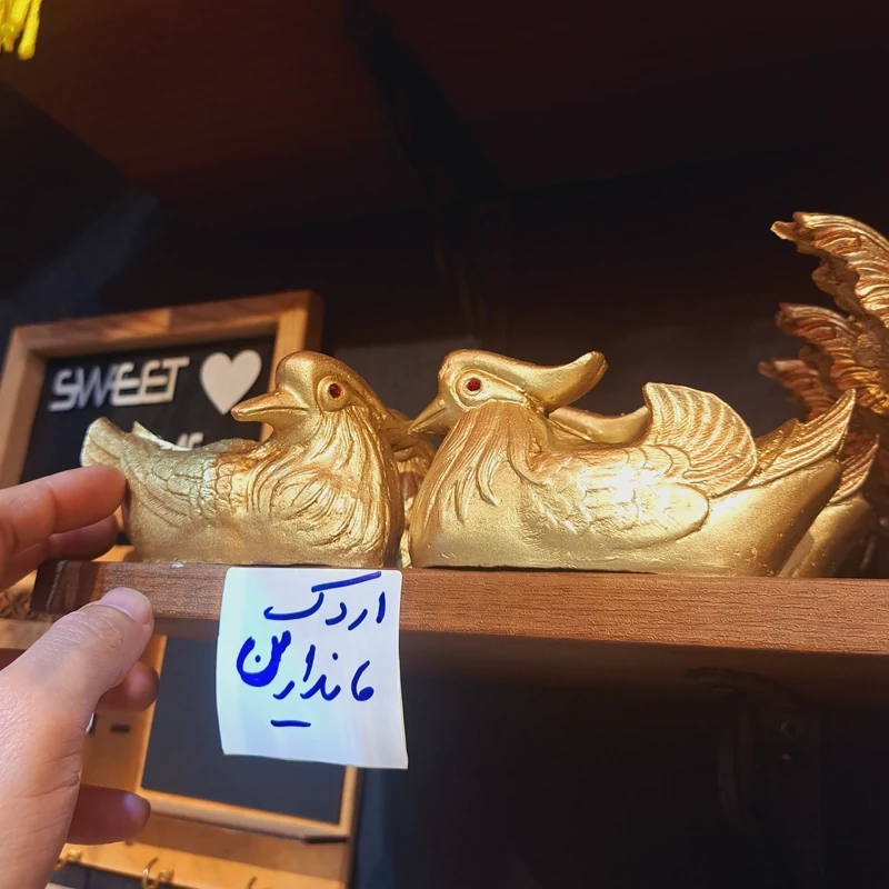 مجسمه مرغابی ماندارین 2عددی رزینی اصل مجسمه اردک ماندارین جفتی تندیس اردک ماندارین اصل مجسمه مرغابی مجسمه جذب سلما گالری