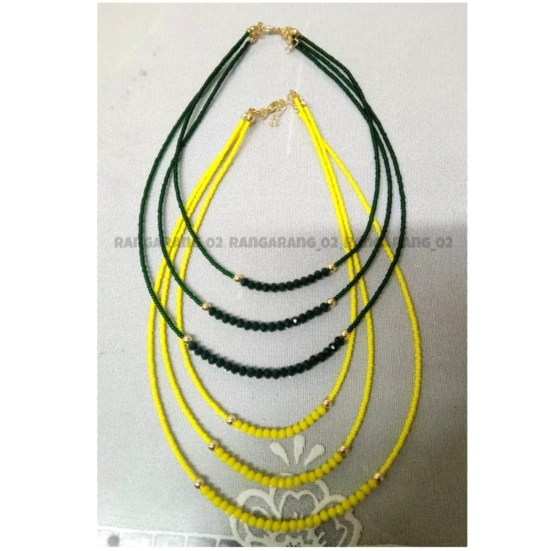 گردنبند سه ردیفه منجوق کریستالی