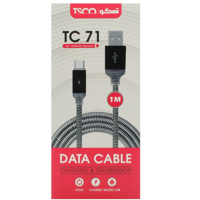 کابل تبدیل USB به microUSB تسکو مدل TC-71 طول 1 متر