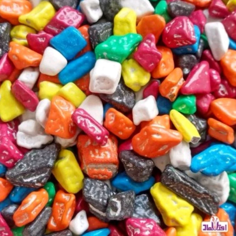 شکلات سنگی رنگی 250 گرمی اعتماد (دراژه سنگی کاکائویی)