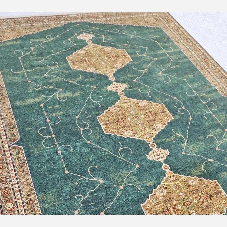فرش مرینوس طرح سه گل سبز