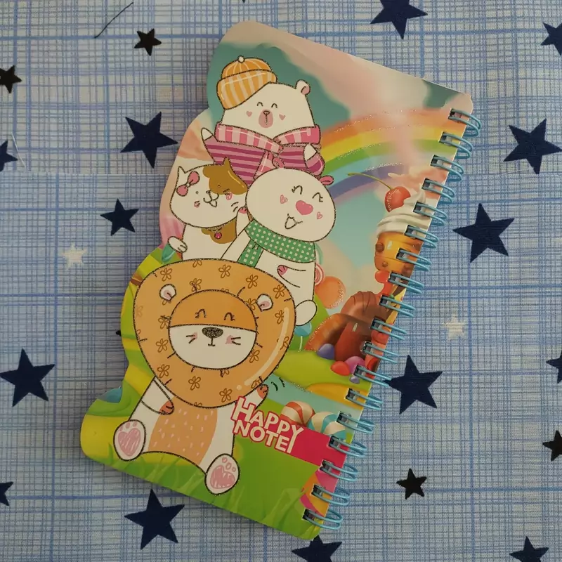 دفترچه یاداشت سیمی فانتزی happy note جلد سخت 80 برگ