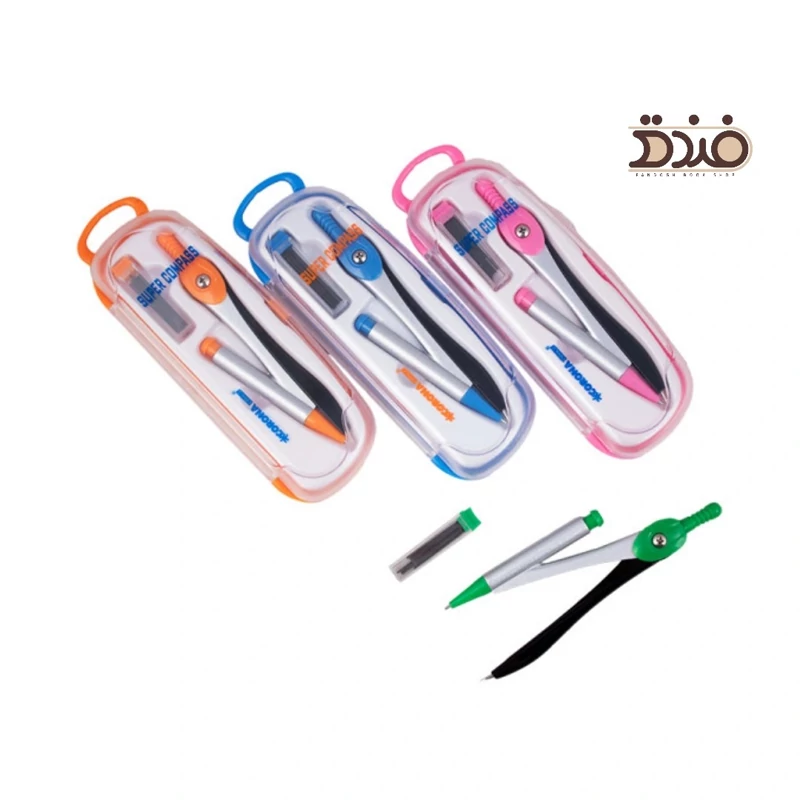 پرگار اتودی کرونا، بدنه فلزی، دارای کیس (جعبه) پلاستیکی و مغزی، Corona، در چهار رنگ، سوزنی، نوکی،