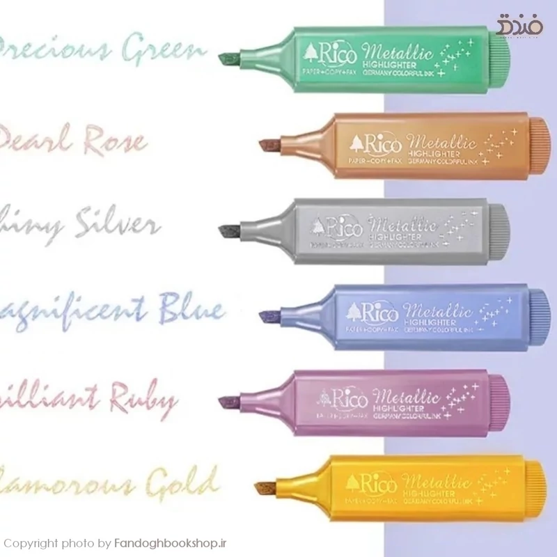 ماژیک علامت گذار (هایلایتر) مدل اکلیلی از برند ریکو، Riko Metallic Highlighter