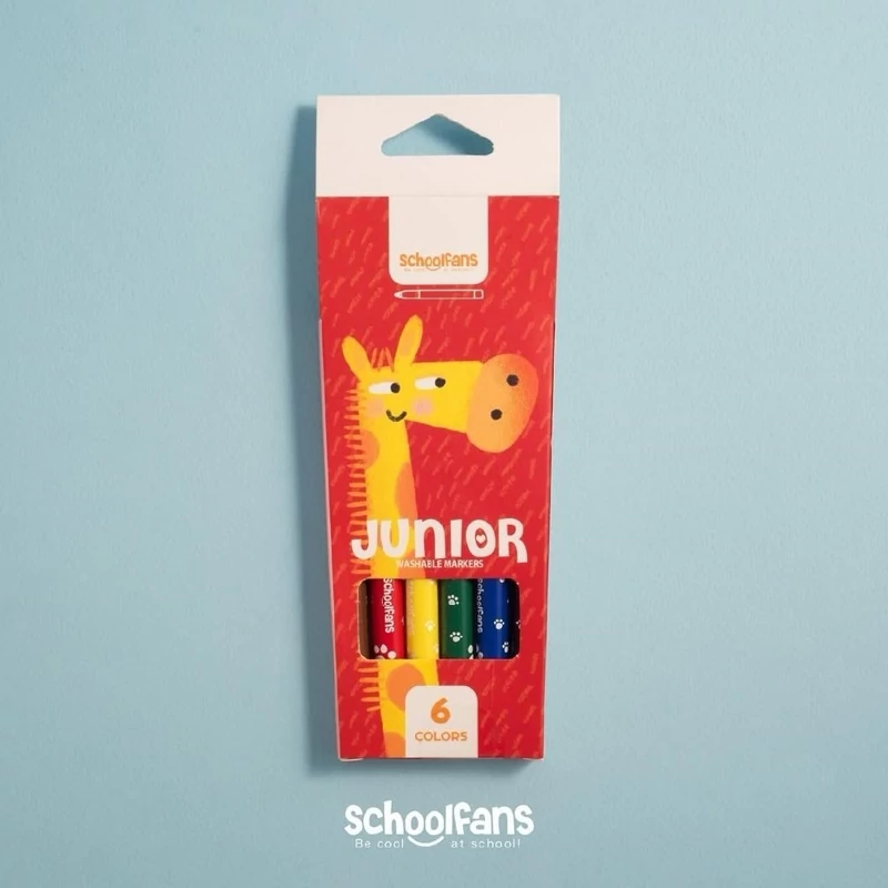 ماژیک نقاشی 6 رنگ قابل شستشو مدل جونیور از برند اسکول فنس (Schoolfans Junior Washable Markers)
