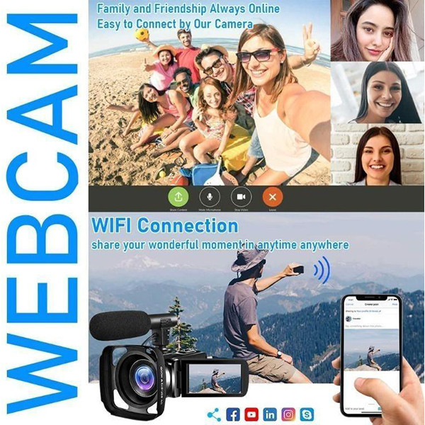 دوربین فیلم برداری مدل 4K 48MP 30FPS 18X-Gold One 666
