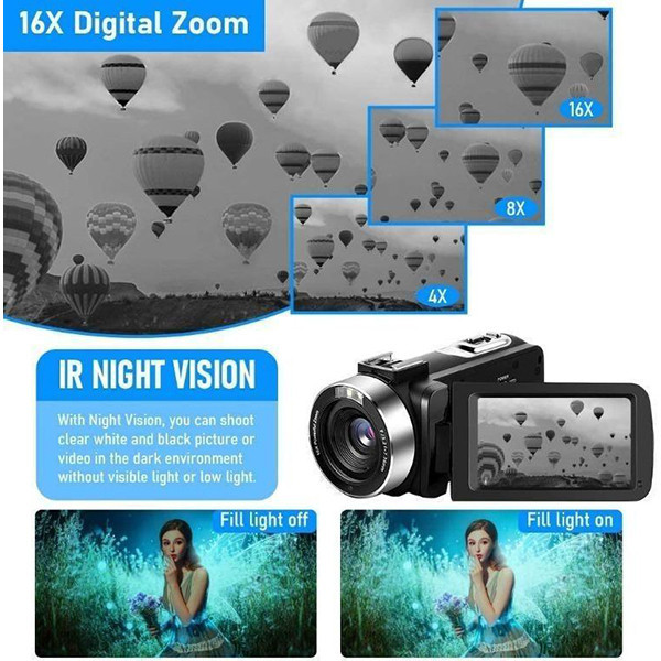دوربین فیلم برداری مدل 4K 48MP 30FPS 18X-Gold One 666