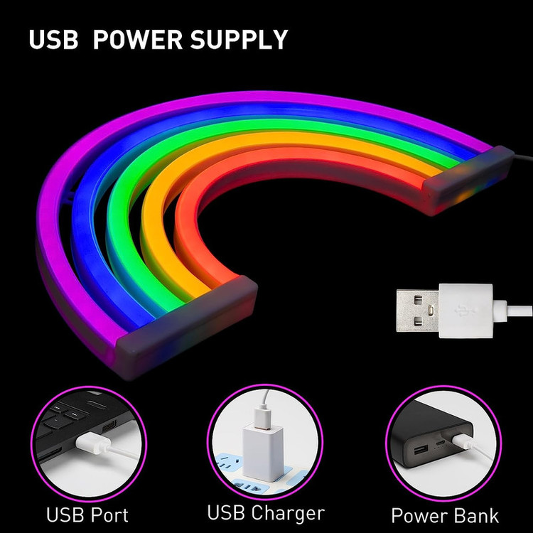 چراغ دیواری نئونی مدل رنگین کمان ZJ-01-rainbow-GM3