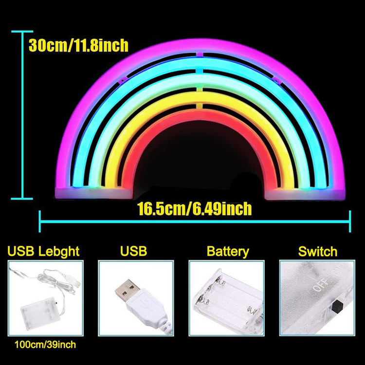 چراغ دیواری نئونی مدل رنگین کمان ZJ-01-rainbow-GM3