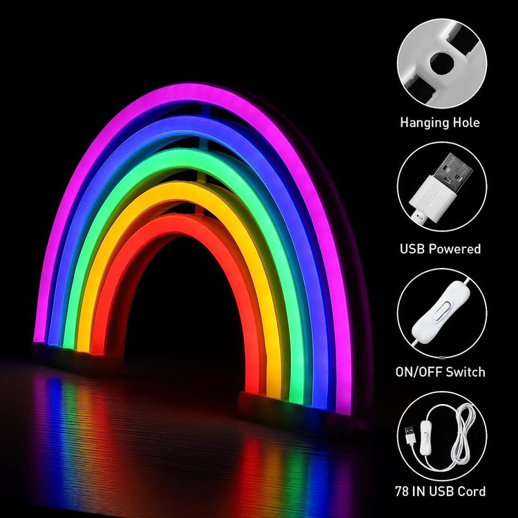 چراغ دیواری نئونی مدل رنگین کمان ZJ-01-rainbow-GM3