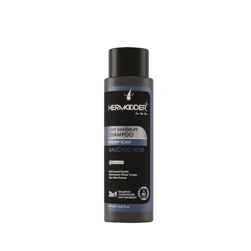 شامپو ضد شوره مو هرمودر مدل SALICYLIC ACID400 حجم 400 میلی لیتر