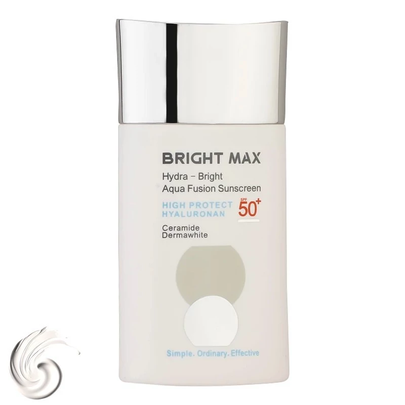 فلوئید ضدآفتاب بی‌رنگ برایت مکس SPF50 مدل هیدرابرایت ‌مناسب انواع پوست، حجم 50 میلی‌لیتر