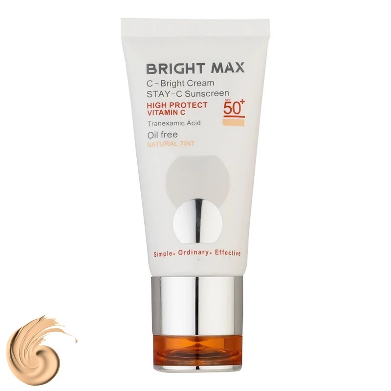کرم ضدآفتاب رنگی برایت مکس SPF50 مدل C-B ‌مناسب انواع پوست، حجم 50 میلی‌لیتر