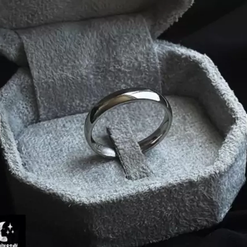 رینگ ساده نقره  زنانه و مردانه عیار 925 آبکاری طلا سفید