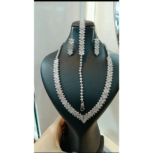 سرویس نقره زنانه تراش با آبکاری طلا سفید بدون نگین