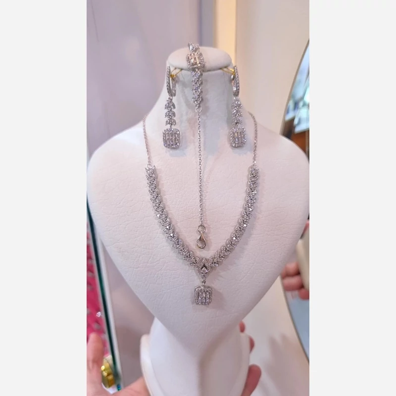 سرویس نقره زنانه میکرو امرالدعیار925آبکاری طلا سفید