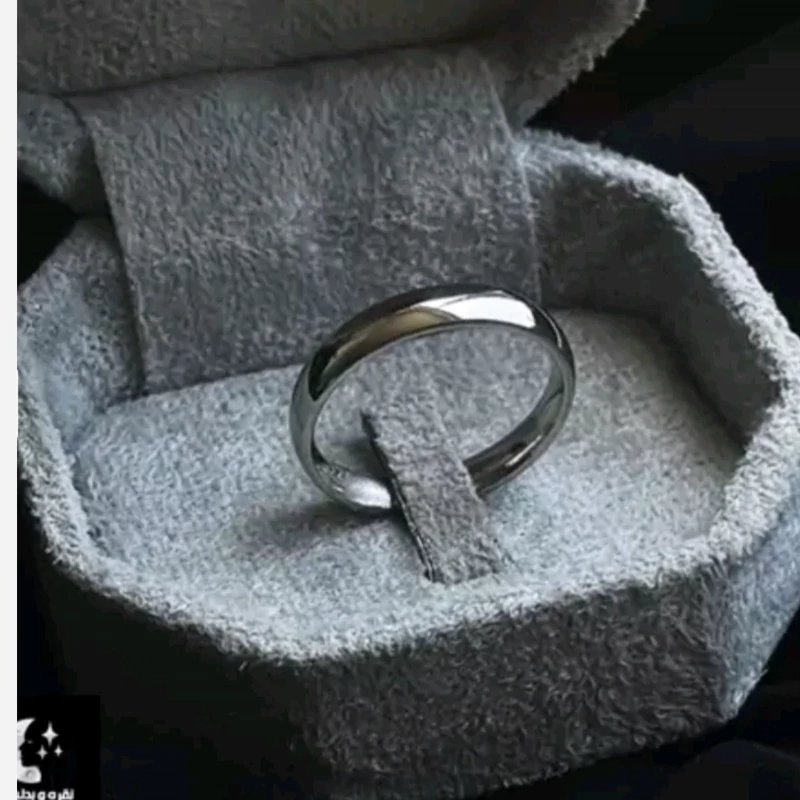 رینگ ساده نقره زنانه مردانه عیار925 با آبکاری طلا سفید