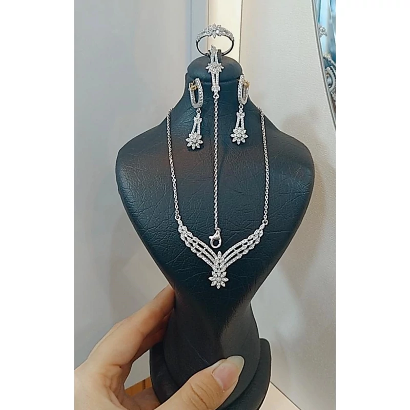 سرویس نقره زنانه میکروبا عیار 925 و آبکاری طلا سفید
