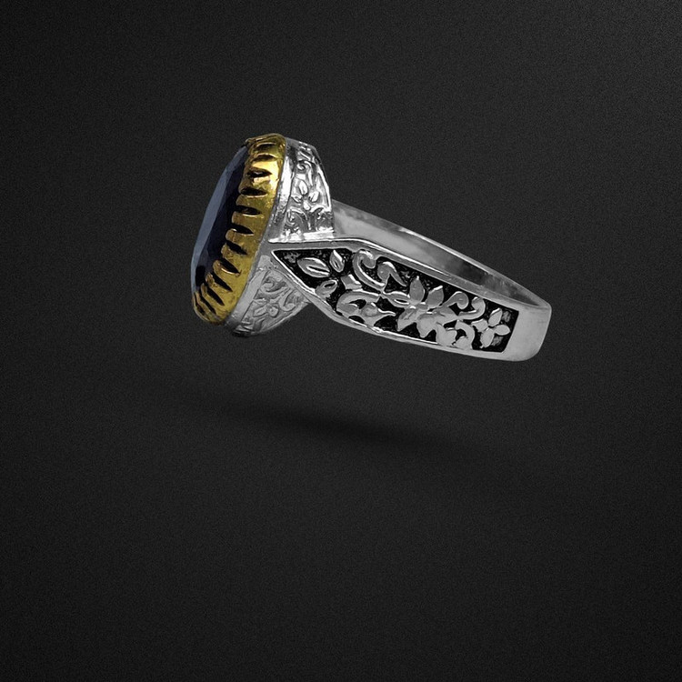 انگشتر نقره یاقوت کبود مردانه مدل آفریقایی