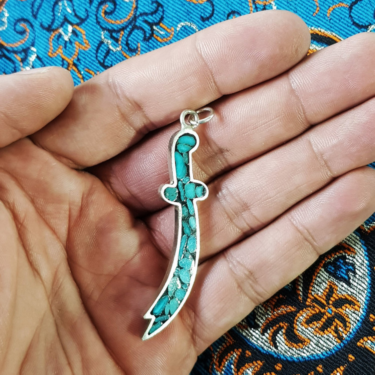 آویز گردنبند نقره زنانه سلین کالا طرح شمشیر مدل فیروزه ce-fir9