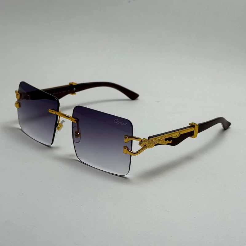 عینک آفتابی فریم لس کارتیر مدل Cartier Santos Rimless مشکی