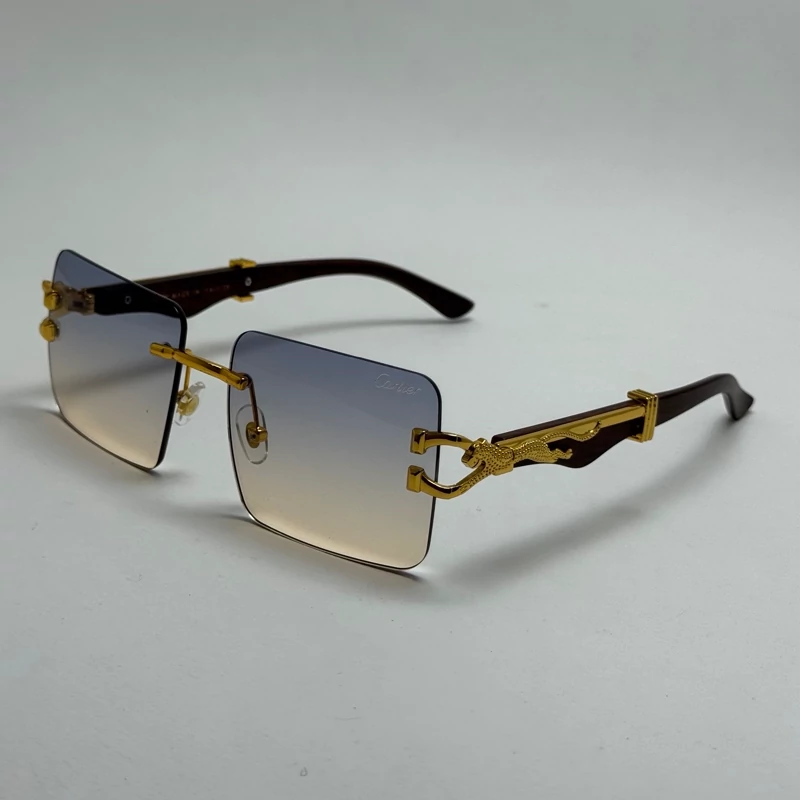 عینک آفتابی و شب فریم لس کارتیر مدل Cartier Santos Rimless هایلایت