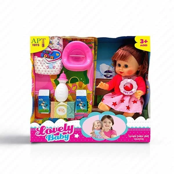 عروسک دخترانه بیبی بورن متوسط مدل چراغدار گوشتی کد APT9099
