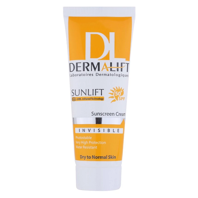 کرم ضد آفتاب بی‌رنگ درمالیفت مدل سانلیفت SPF50 حاوی محافظ UVA و UVB مناسب پوست‌های خشک و معمولی حجم 40 میلی‌لیتر