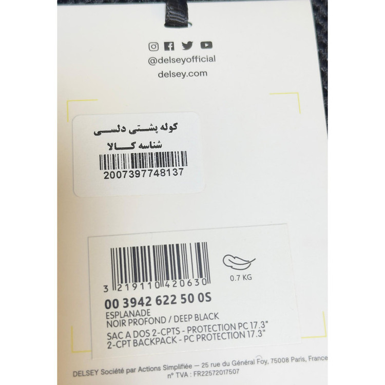 کوله پشتی لپ تاپ دلسی مدل ESPLAINADE کد 394262250 مناسب برای لپ تاپ 16 تا 17 اینچی