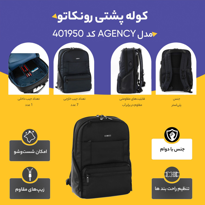 کوله پشتی رونکاتو مدل AGENCY کد 401950