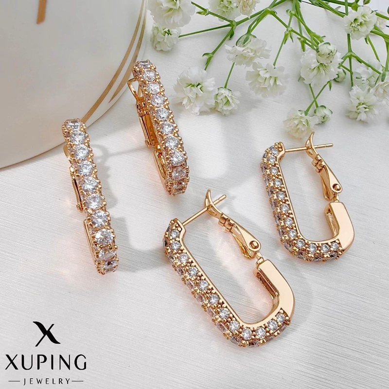 گوشواره ژوپینگ زنانه مستطیلی نگینی کد XG361