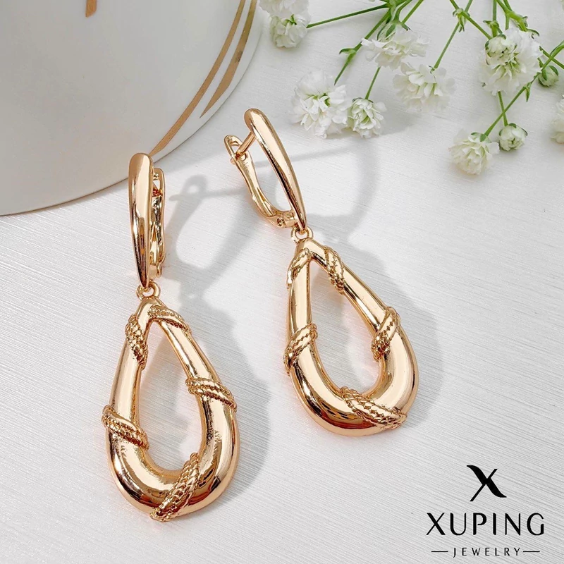 گوشواره ژوپینگ زنانه اشکی طنابی کد XG360