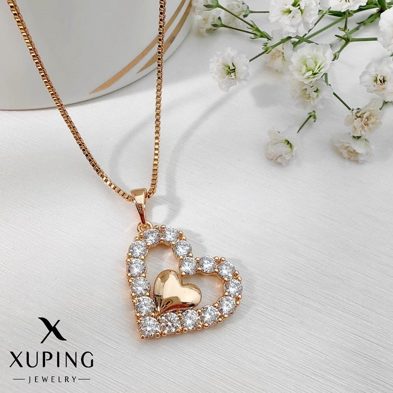 پلاک ژوپینگ زنانه دو قلب نگین دار کد XM12