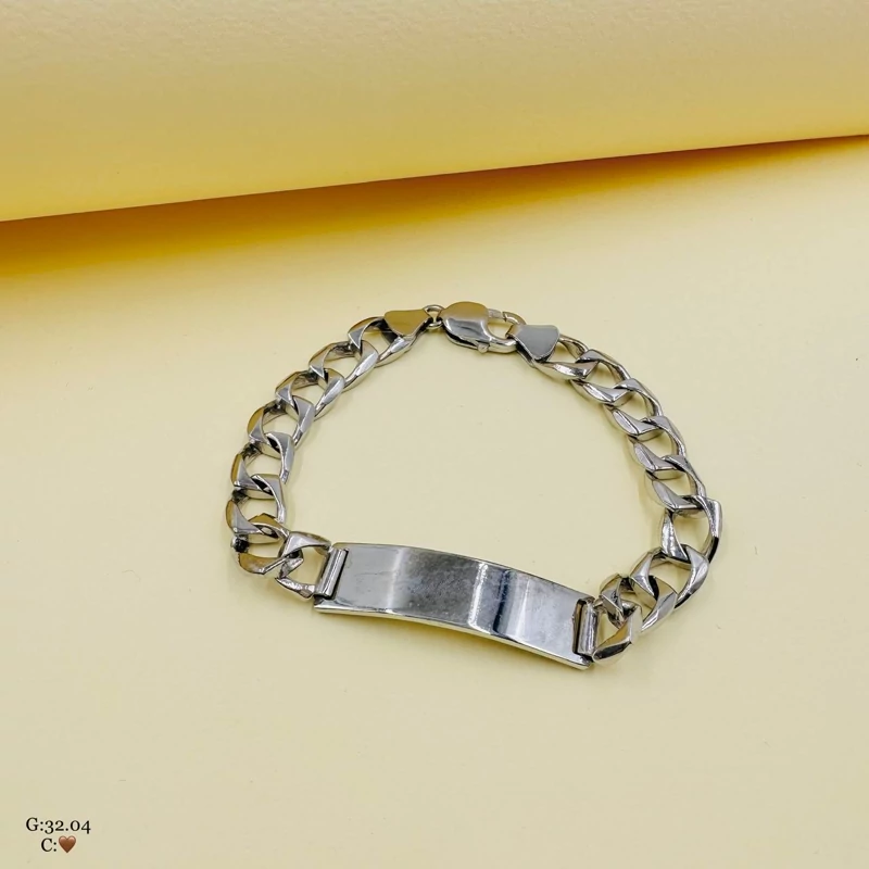 دست بند نقره مردانه کارتیه تخت ظریف کد SMD12