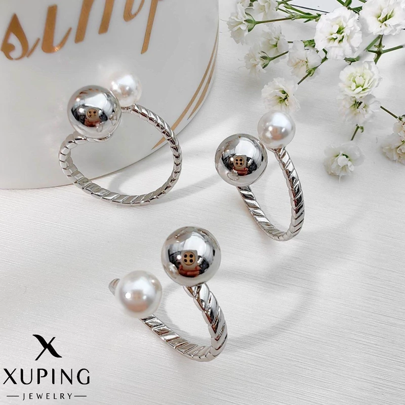انگشتر ژوپینگ زنانه طرح توپی مروارید کد XA292