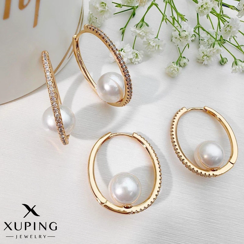گوشواره ژوپینگ زنانه حلقه ای تک مروارید کد XG352