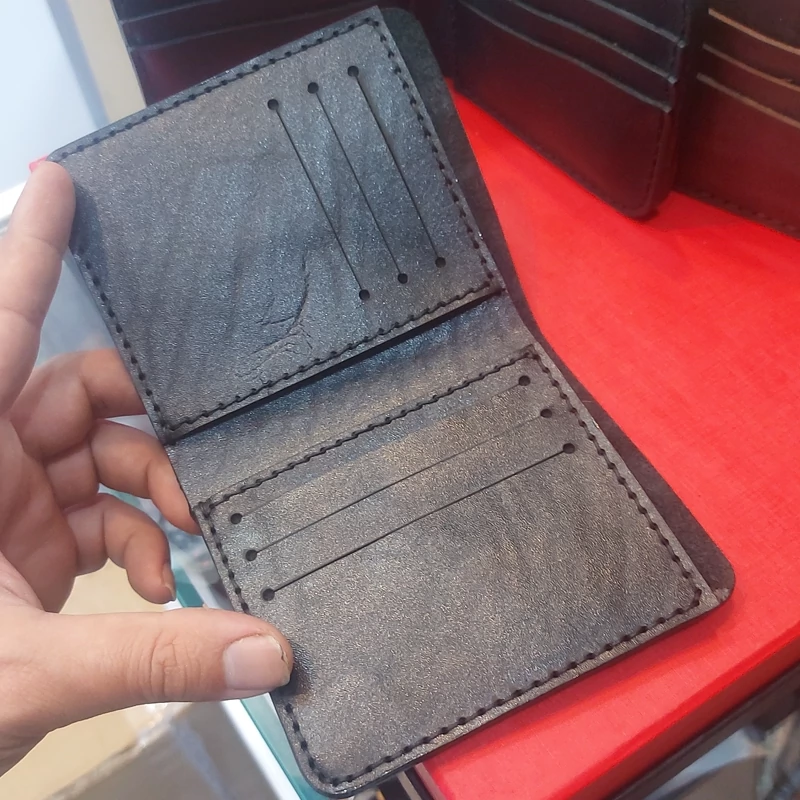 کیف پول چرم گاوی طبیعی جیبی  دستدوز