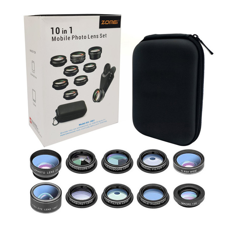 لنز کلیپسی موبایل زومی مدل XH-1001 مجموعه 10 عددی