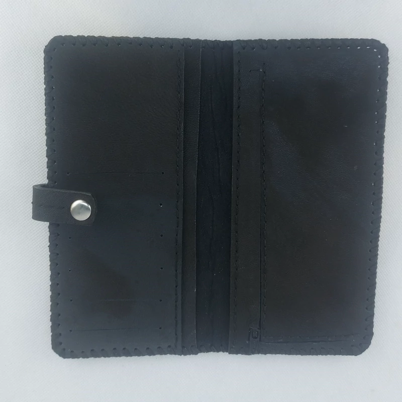 کیف پول پالتویی چرم طبیعی شترمرغ دستدوز  کد 13