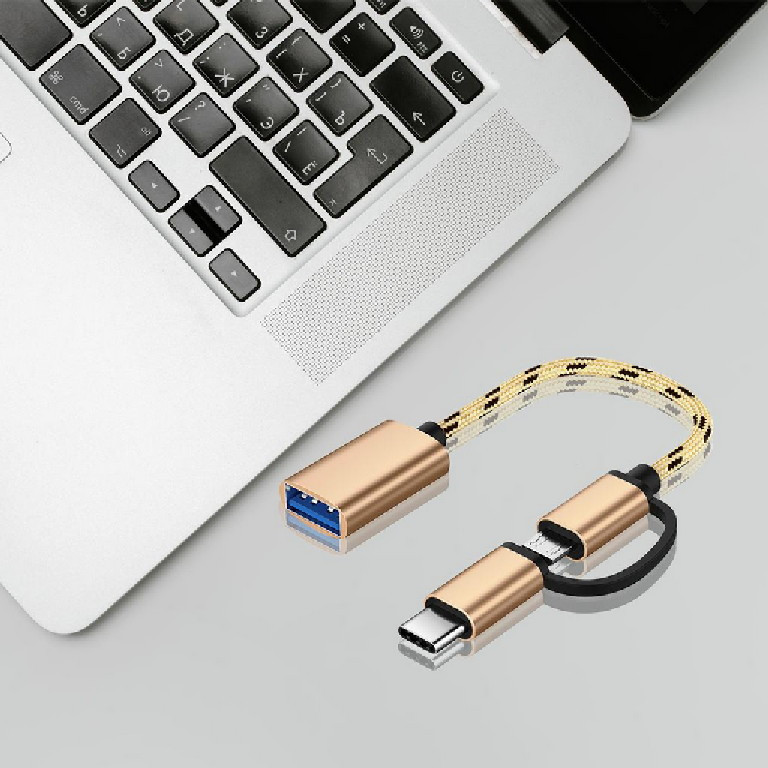مبدل USB OTG به USB TYPE_C/microUSB مدل TWO IN ONE