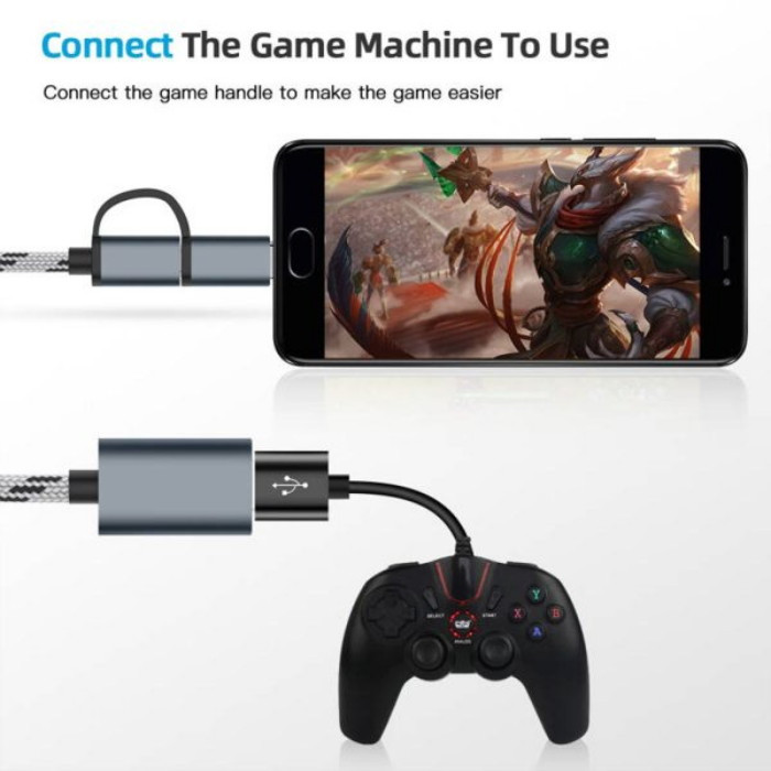 مبدل USB OTG به USB TYPE_C/microUSB مدل TWO IN ONE