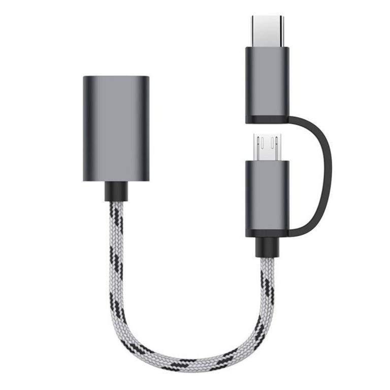 مبدل USB OTG به USB TYPE_C/microUSB مدل TWO IN ONE